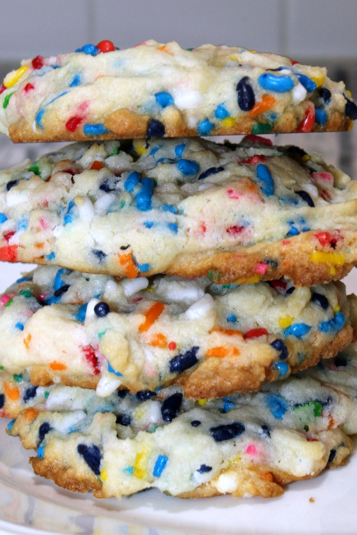 Stack of Funfetti Cake Batter Cookies 