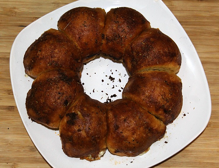 Baked Cheesy Monkey Bread on a white plate
