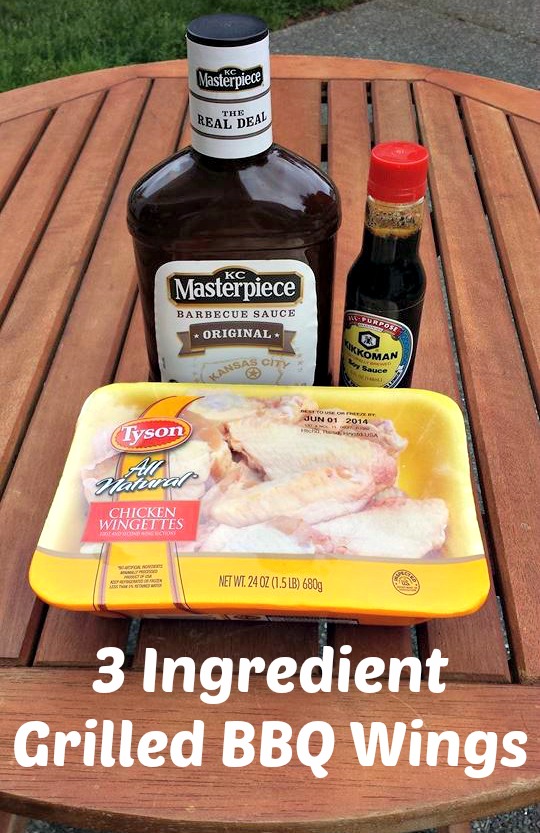 Grilled BBQ Wings are a great for summer time grilling!! I love that these are only three ingredients and they are ingredients I have in my house as staples