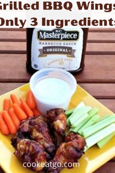 Grilled BBQ Wings with carrots, celery, and ranch