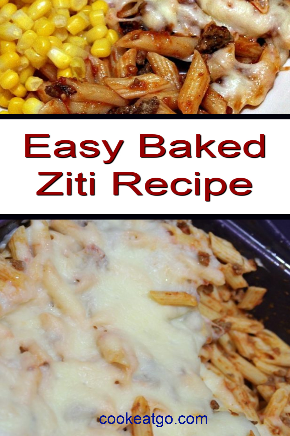 This Easy Baked Ziti Recipe is a perfect weeknight dinner! Or use leftover spaghetti with cheese as well! Easy dinner with meat, cheese, sauce, and pasta!