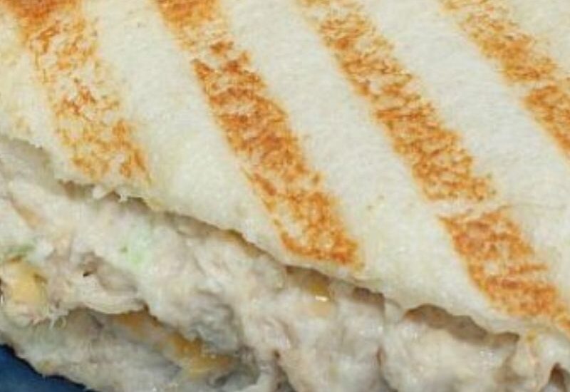 This Cheesy Tuna Panini sandwich is a perfect quick lunch! Easy to make and can be made low calorie for a healthy meal option too!