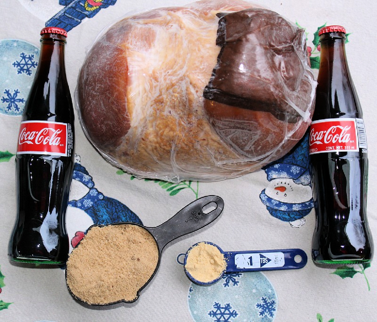 Coca Cola Crock Pot Ham Ingredients On Table