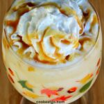 Top of frozen Banana Foster Cocktail With Whipped Topping and caramel