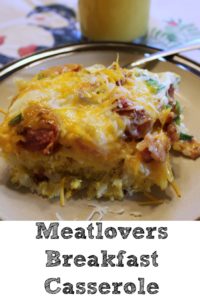 This Meatlovers Breakfast Casserole is sure to be a hit with your whole family!! Easy to make and very filling perfect for a family brunch!