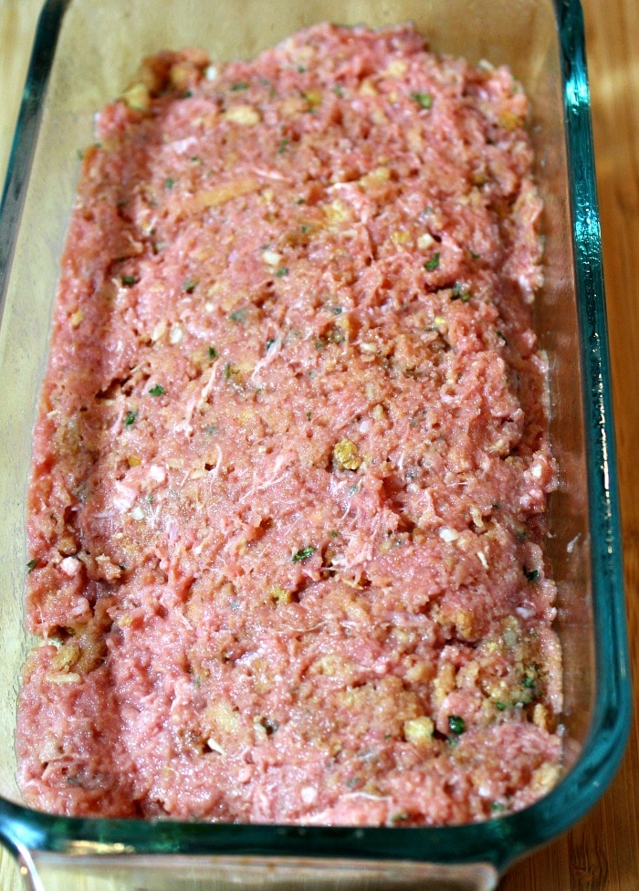 Stove Top 4 Ingredient Meatloaf in meatloaf before baking