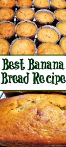 This is the best and easiest Banana Bread Ever!! It's so easy and turns out moist full of amazing flavor! You can add in nuts or chocolate chips as well.