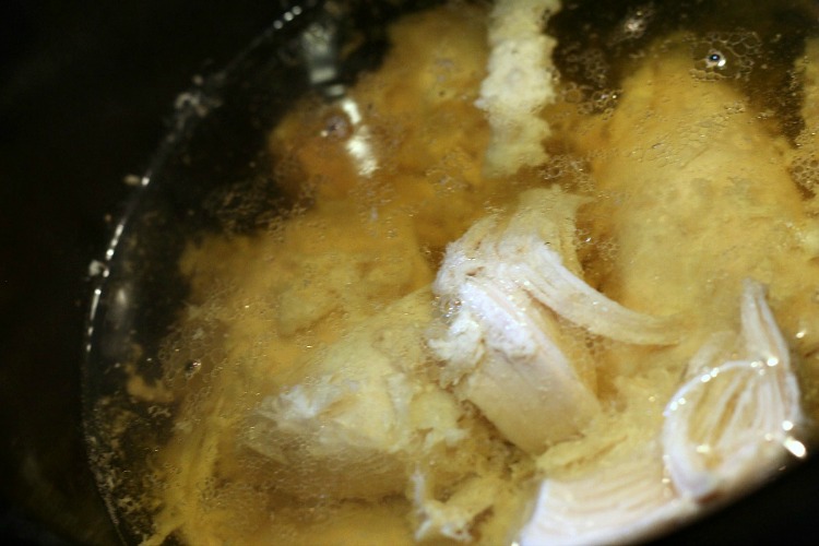 Chicken Breasts Cooked In Crockpot before being removed from the crock
