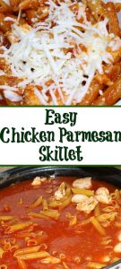 This Chicken Parmesan Skillet dinner is a perfect weeknight dinner to make that the whole family will love! Plus it's a frugal dinner to save money as well.