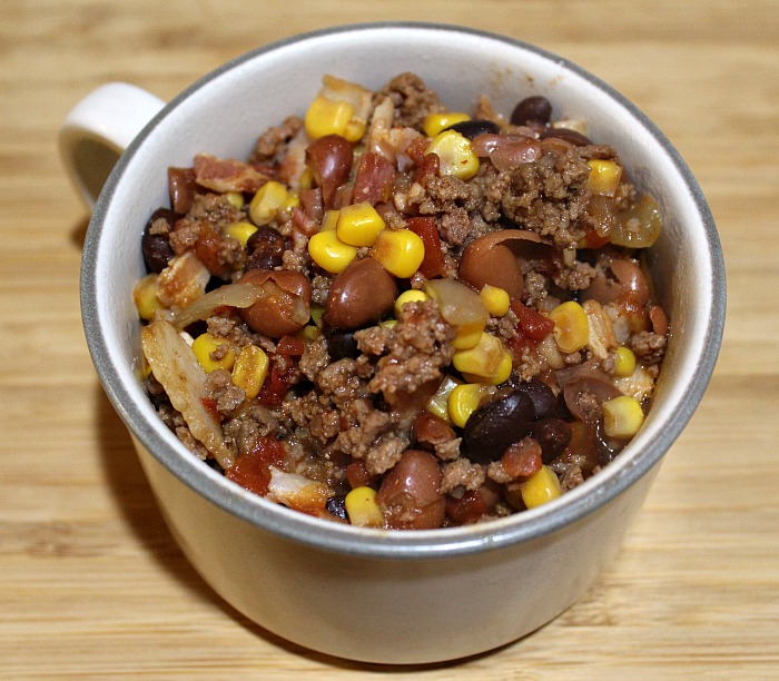 Slow Cooker Ground Beef Chili in Mug bowl 