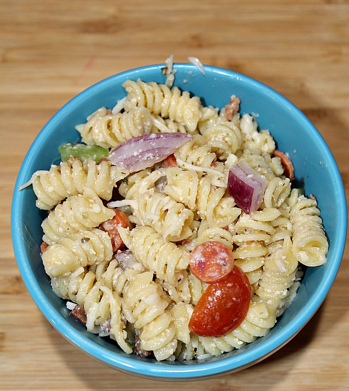 Pizza Pasta Salad Served in small bowl