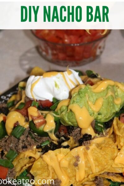 A DIY Nacho Bar is the perfect way to have an easy time tailgating for any game! Plus this also makes for a laid back way to serve as well, since every one makes what they want and can just snack later on.