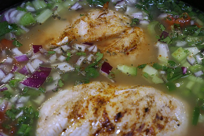 Slow Cooker Chicken Fajita Soup in crockpot before cooking