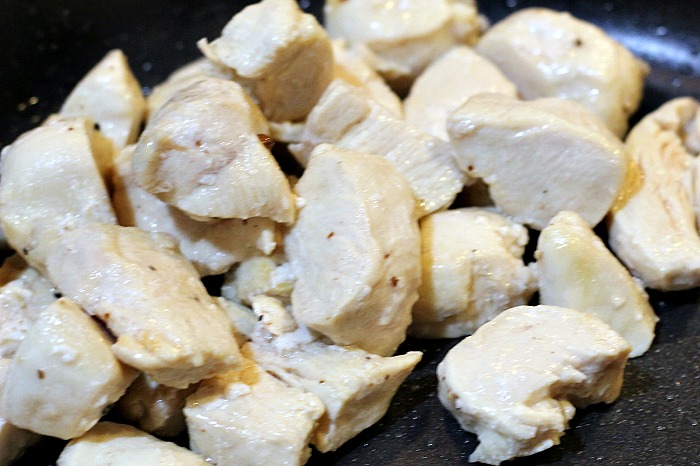 Diced Chicken Cooking for Chicken Zoodle Alfredo