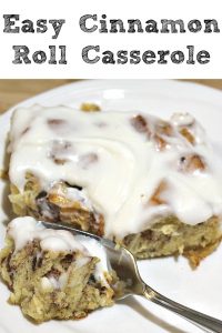This Easy Cinnamon Roll Casserole is perfect to make for any lazy weekend morning or Christmas morning. Since it's made out of prepackaged cinnamon roll there is hardly any prep work, plus they can be picked up for a stock price making for a frugal breakfast!