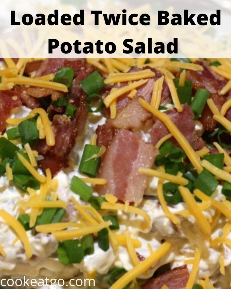 This Loaded Twice Baked Potato Salad is perfect to make to take to potlucks, get-togethers, and BBQs! So easy to make and the flavor is amazing with bacon, cheese, sour cream, and more in the mix for the perfect potato salad!