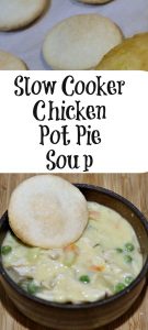 This Slow Cooker Chicken Pot Pie Soup Recipe is the perfect soup to whip up in the crockpot! Add in the little pie crust biscuits for flavor and taste!