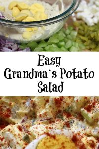 This Easy Grandma's Potato Salad will be a hit no matter where you take it! Easy enough to make at home as a side or to take to a cookout or potluck as a dish!! Plus you can change up ingredients to your own taste, also saves money over buying it in the deli case!