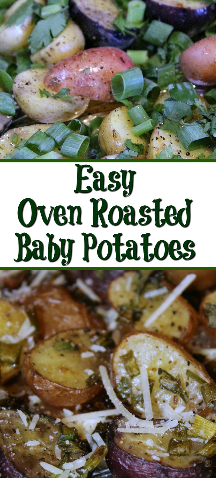 These Oven Roasted Baby Potatoes are the perfect side item to pair up with the main course! Cut in half and oil them up with some seasoning or parmesan cheese to complete your dinner, plus potatoes are in season almost year round as well. 