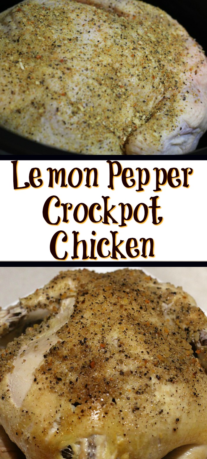 This Lemon Pepper Crock Pot Chicken Recipe is amazing! Whole chickens are perfect for the crockpot and make an easy dinner!