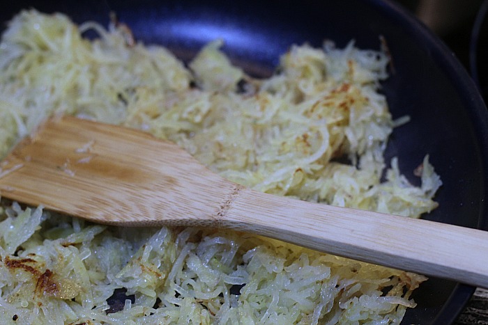 Hashbrowns Cooking in Skillet