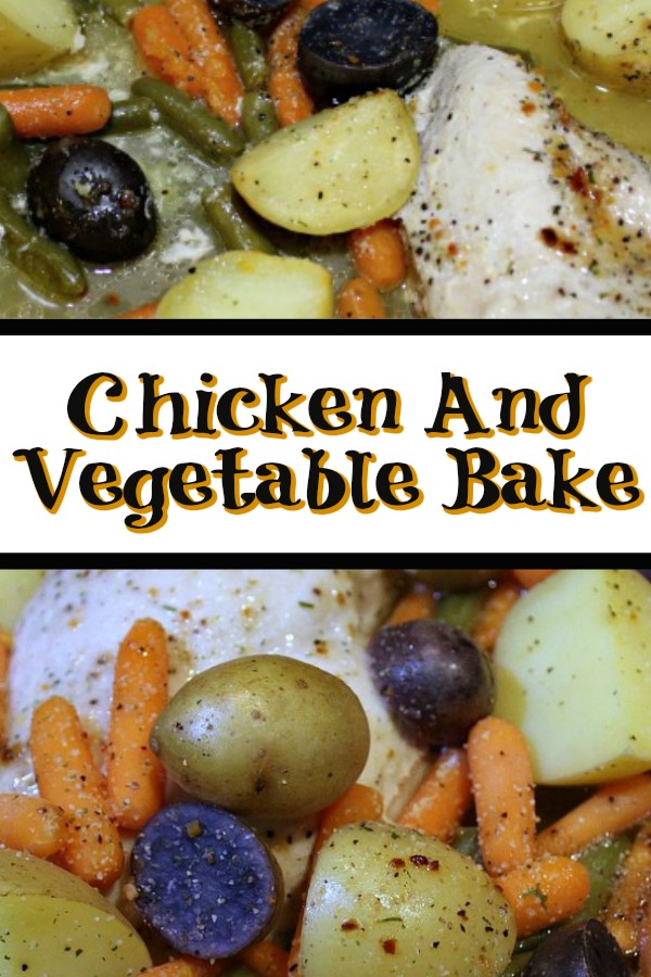 This easy chicken and vegetable bake a frugal dinner full of protein and veggies. Easy weeknight dinner the family loves to eat.