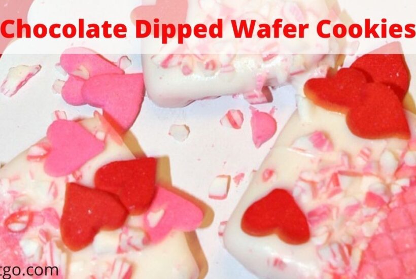 These Easy Chocolate Dipped Wafer Cookies are perfect to make for Valentine's day or any other holiday! They take hardly any time to make and taste amazing.