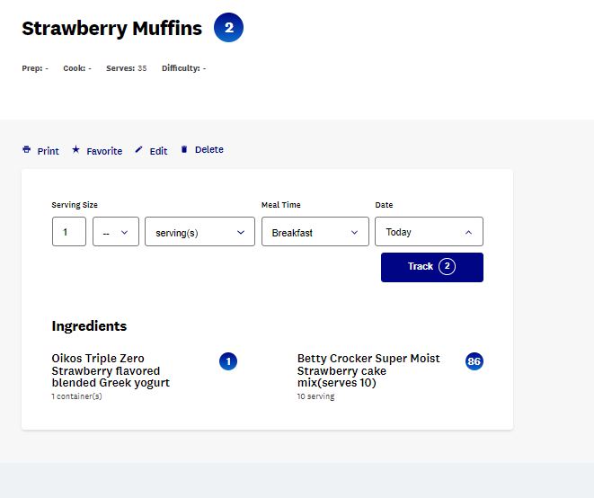 Strawberry Weight Watchers Muffins Points Breakdown