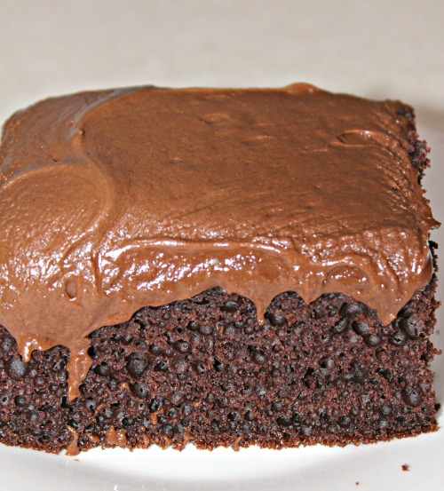 Chocolate Peanut Butter frosting on a chocolate cake.