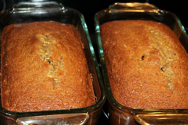 Baked Zucchini Bread in loaf pans