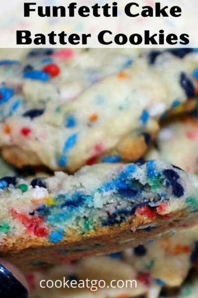 These Funfetti Cake Batter Cookies are perfect for families or to take to potlucks! Cake mix and sprinkles make these cookies amazing! Cake mix cookies are easy to make and full of flavor!