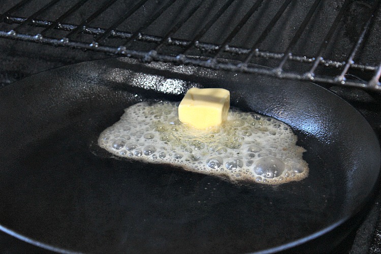 Butter melting in cast iron skillet