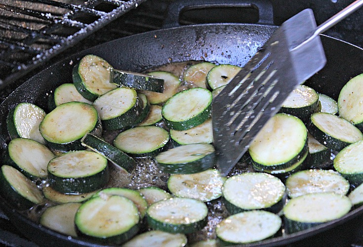 This Cast Iron Grilled Zucchini Recipe is the perfect grilling side dish to make up! With just three ingredients this is the perfect fresh vegetable side!