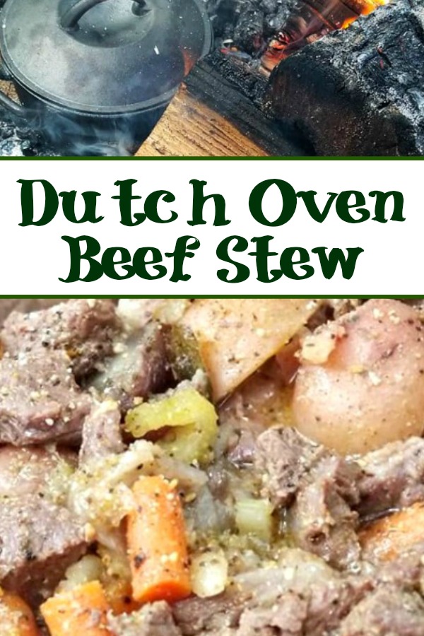 This Dutch Oven Beef Stew Recipe is perfect to make either in the oven or on a campsite! Easy ingredients slow cooking adds amazing flavor and comfort food.