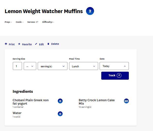 Weight Watchers Points for Lemon Muffins 