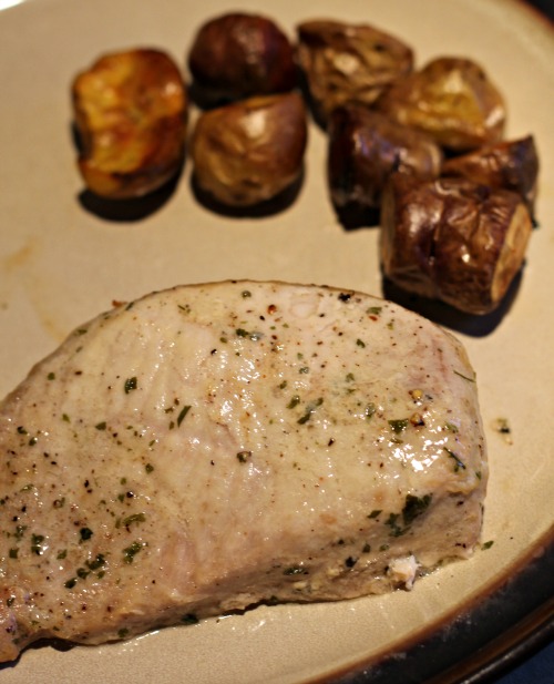 Oven Baked Ranch Pork Chops served with oven roast baby potatoes 