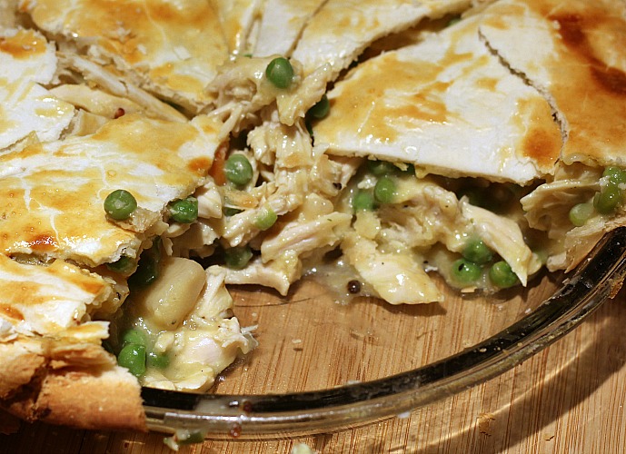 Turkey Pot Pie In Pie Dish With Pieces Missing