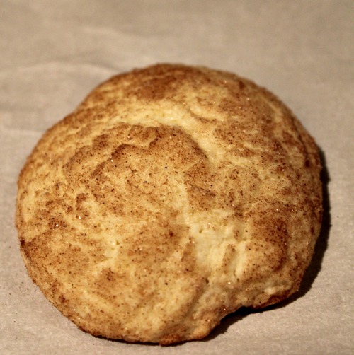Baked Snickerdoodle Cake MIx Cookie on parchment paper 