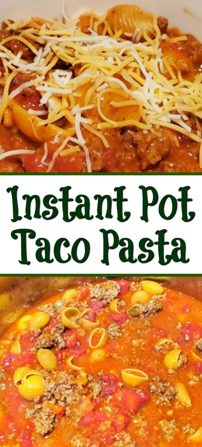This Instant Pot Taco Pasta Recipe is an easy recipe to make for dinner!! Drop the ingredients in the Instant Pot for a great tasting dinner!