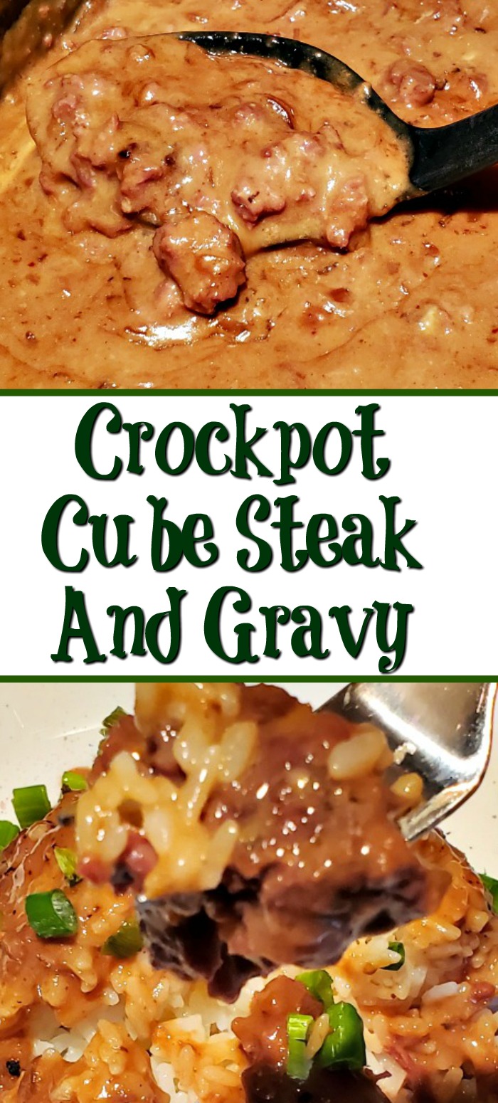This Crockpot Cube Steak And Gravy Recipe is the perfect comfort food dinner! A frugal cut of meat that makes an easy comfort food dinner for the family!