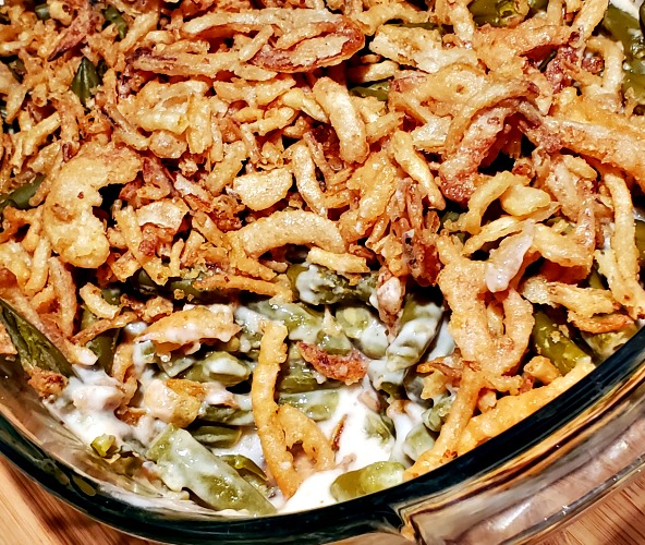 Green Bean Casserole Recipe is perfect for any holiday dinners! Plus it is so easy and made from pantry staples as well! No prep work just mix and bake!
