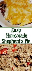 This Easy Homemade Shepherd's Pie Recipe is the perfect comfort food to make at home! Use ground beef and top with mashed potatoes and cheese! Perfect for St Patrick's Day!