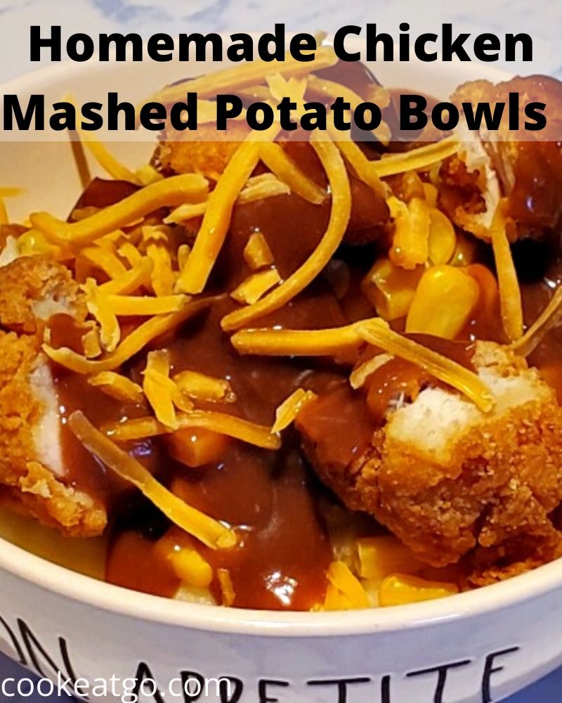 These Homemade Chicken Mashed Potato Bowls are the perfect copy cat KFC potato bowls! So easy to make at home for a fraction of the price as well!