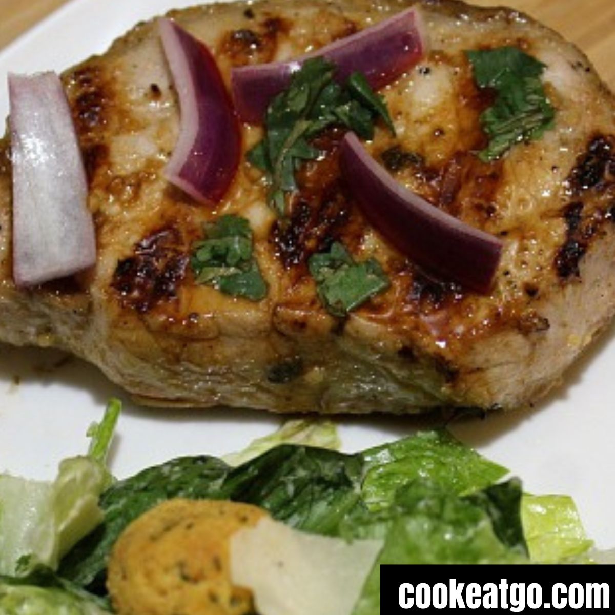 Grilled Weight Watchers Pork Chops Served With Salad