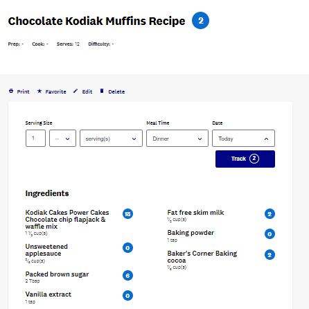 Weight Watchers Points Breakdown On Chocolate Kodiak Muffins 