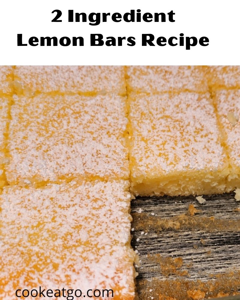This easy 2 Ingredient Lemon Bars Recipe uses just a lemon pie filling and angel food cake mix! Top with a bit of powdered sugar and serve! These are easy to make for a brunch or a potluck as well!! No need to measure or use eggs to make!