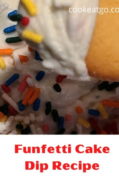 Funfetti Cake Dip Recipe is the perfect dessert dip to make for a potluck or gathering! Use cream cheese, cool whip, and a Funfetti cake mix! Whip everything together with milk and top with sprinkles! Serve with vanilla wafers, teddy grahams, golden Oreos, pretzels, fruits, and graham crackers!