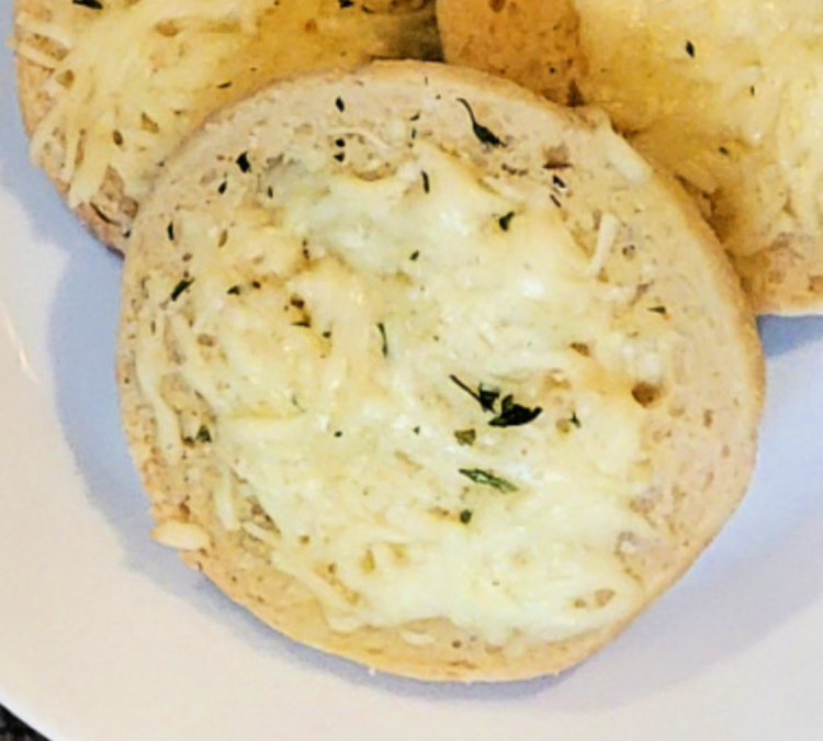 English Muffin Cheese Garlic Bread On A Plate