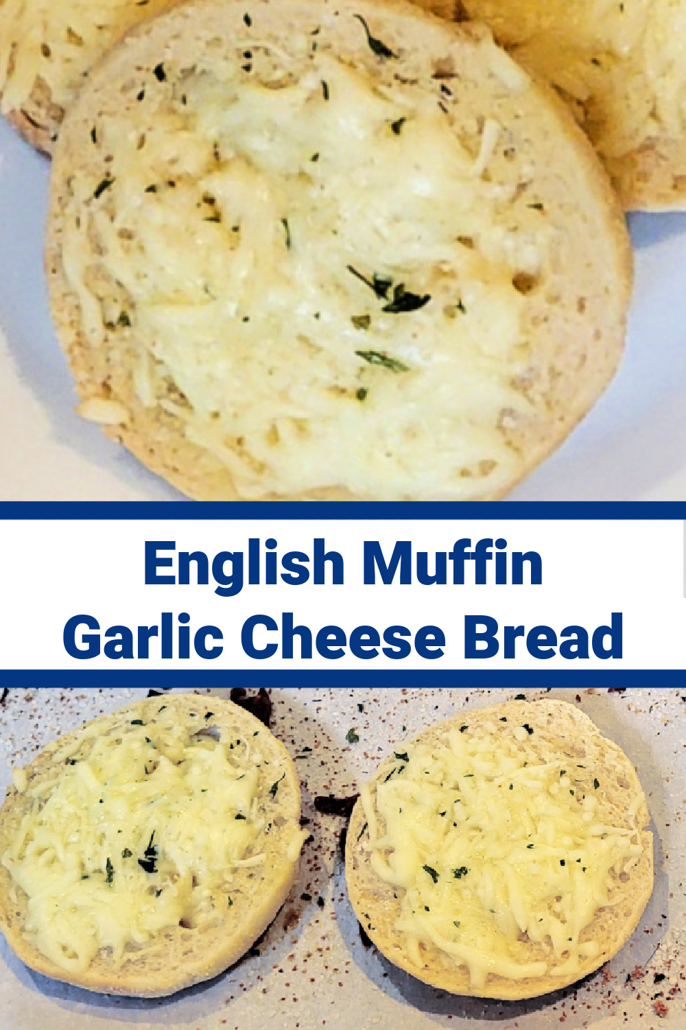 Cooked English Muffin Garlic Cheese Bread With Words 