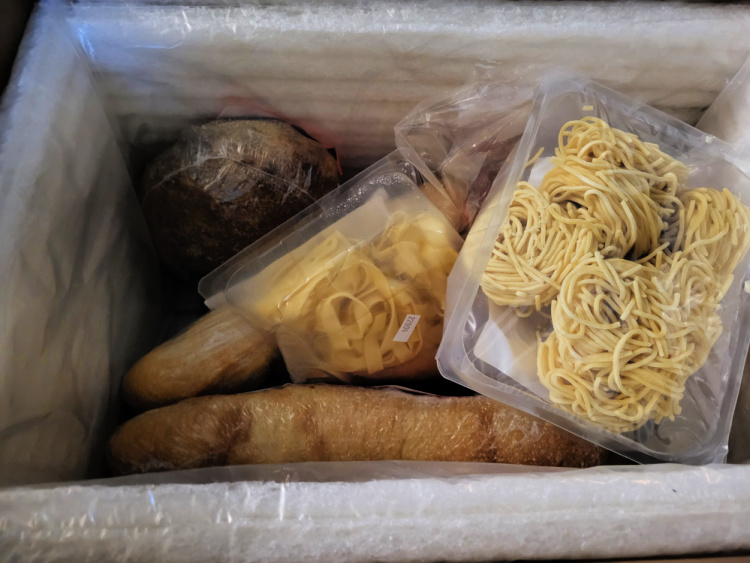 Wildgrain Artisan Bread And Pasta Home Delivery Box Content In Freezer Box and Shipping Box